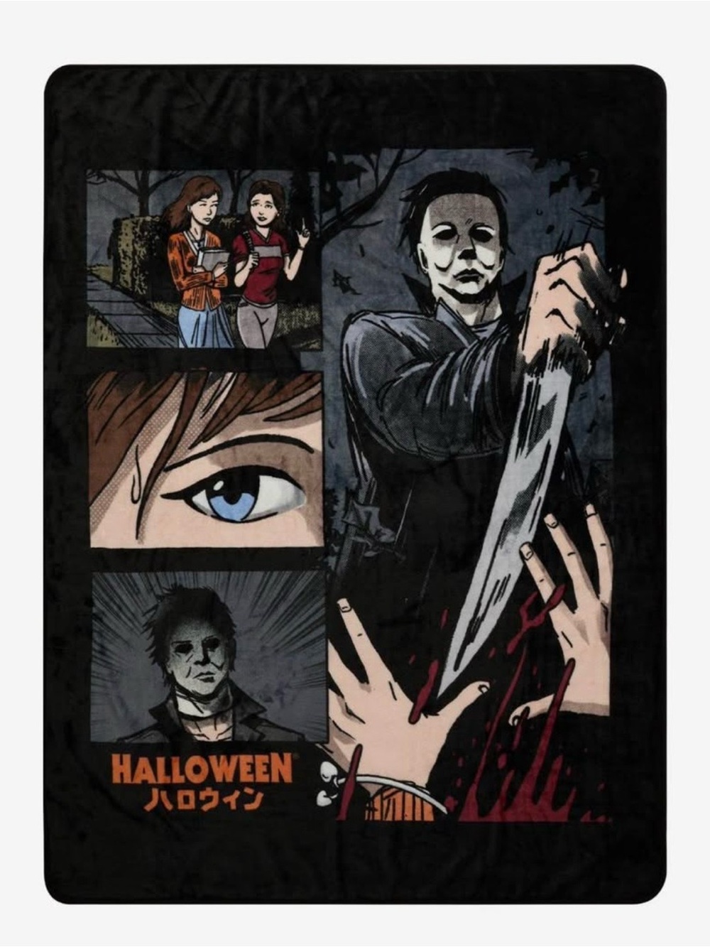 Halloween Michael Myers Plush Throw Blanket Comic Inspired Panels 45"x60" NEW!